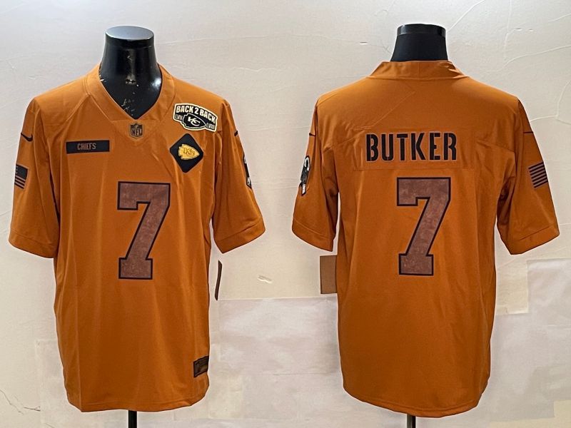 Men Kansas City Chiefs #7 Butker Yellow 2025 Nike Salute to Service Limited NFL Jersey style 5->more ncaa teams->NCAA Jersey